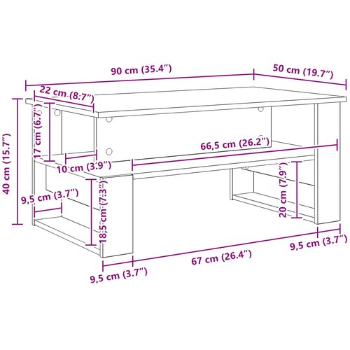  Kava Stol Siva Sonoma 90 x 50 x 40 cm Konstruirano drvo Slike