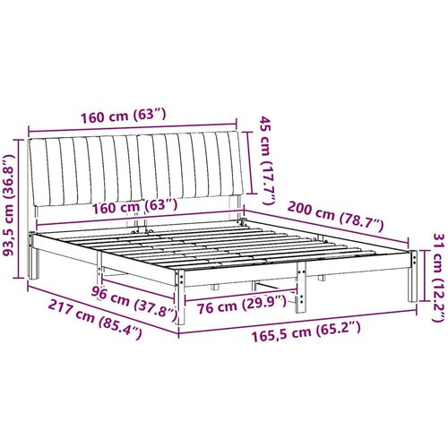  Okvir za krevet s uzglavljem Smeđa 150 x 200 cm tkanina Slike