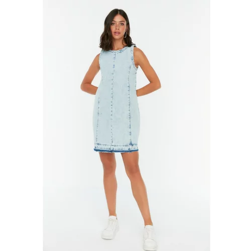 Trendyol Blue Stitch Detailed Denim Dress