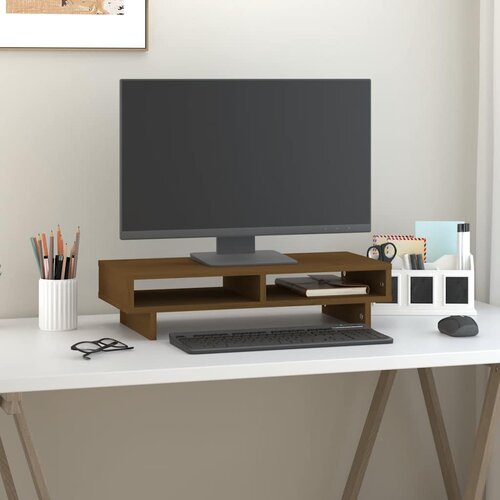  Stalak za monitor boja meda 60 x 27 x 14 cm od masivne borovine Cijene