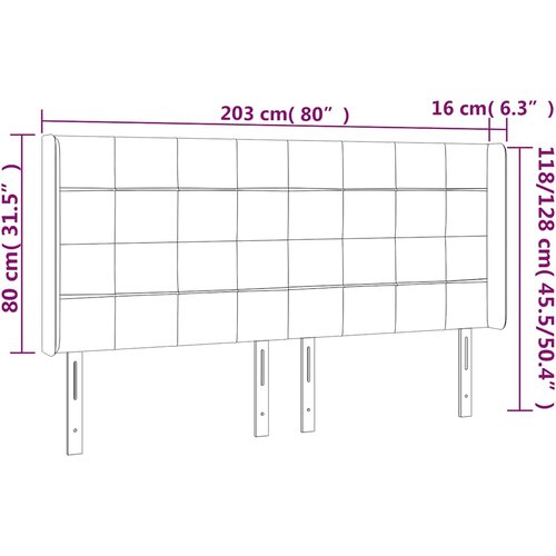  LED uzglavlje tamnoplavo 203 x 16 x 118/128 cm od tkanine Slike