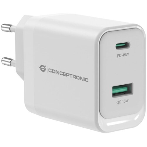  Conceptronic ALTHEA20W45 2-Port 45W GaN USB PD Charger, USB-C x 1, USB-A x 1, QC 3.0, PPS, PD 3.0 Cijene