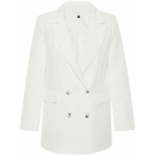 Trendyol White Oversize Lined Buttoned Woven Blazer Jacket Cene