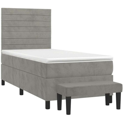Box spring krevet s madracem svjetlosivi 90x190 cm bar&amp;scaron;unasti Slike