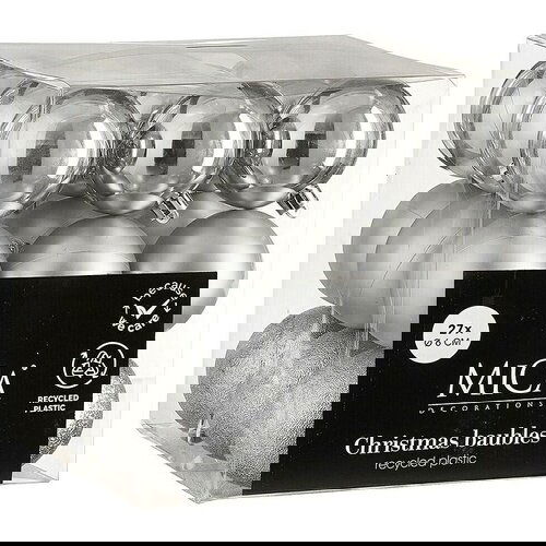 Mica Decorations Božićne kuglice (Srebrna, Plastika, Promjer: 6 cm, 27 Kom.) Cijene
