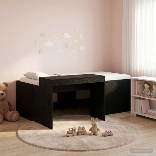  Krevet za djecu s visokim okvirom i stolom Crna 90 x 200 cm Cijene