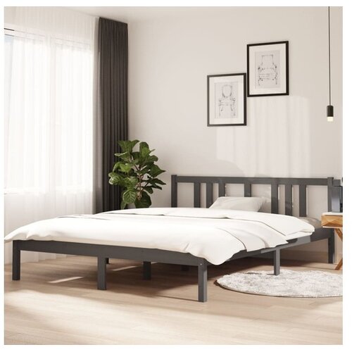  Posteljni okvir siv iz trdnega lesa 150x200 cm 5FT Cene