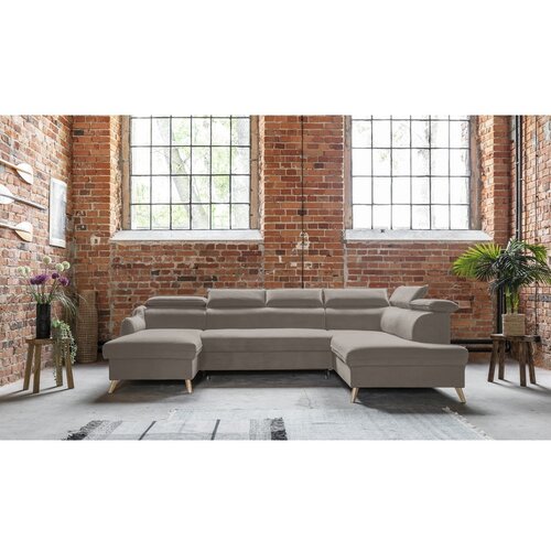 Miuform Svjetlo smeđa baršunasta sklopiva kutna garnitura (s desnim kutom/u obliku slova "U") Sweet Harmony – Cijene