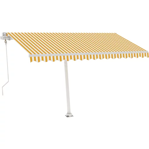 vidaXL Prostostoječa avtomatska tenda 450x300 cm rumena/bela, (20729036)