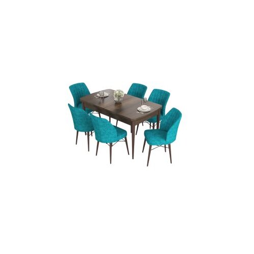 Hanah home Set Trpezarijski sto i 6 stolica Eva, tirkizno-smeđa Cene