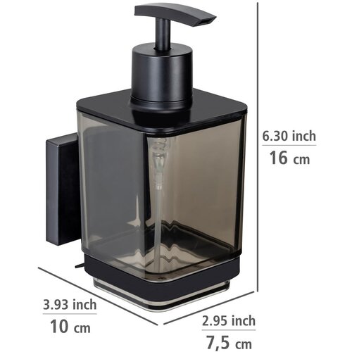 Wenko Crni plastičan samoljepljiv dozator sapuna 340 ml Quadro &amp;ndash; Slike