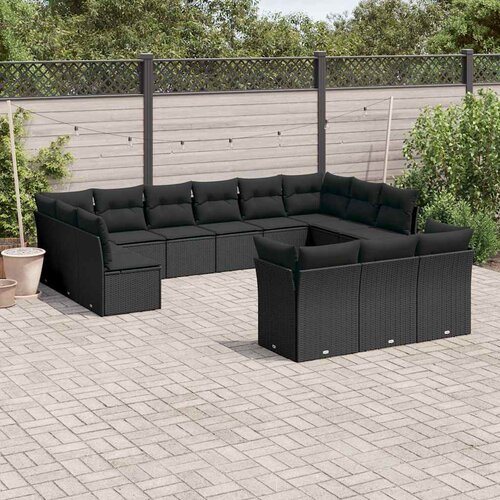  13-dijelni set vrtnih sofa s jastucima poliratan crni Cijene