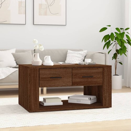 VidaXL Klubska mizica rjavi hrast 80x50x40 cm inženirski les Slike