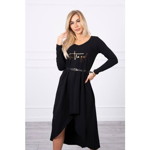Kesi Dress with a decorative belt and an inscription black Cene