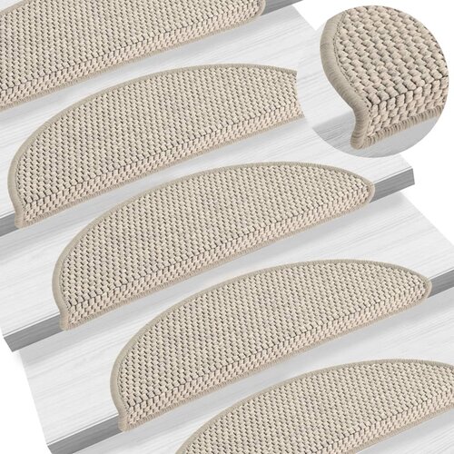 VidaXL Samolepilne preproge za stopnice sisal 15 kosov 56x20 cm taupe Slike