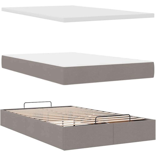 vidaXL Otomanski posteljni okvir z vzmetnico taupe 120x190 cm blago, (21610057) Cene