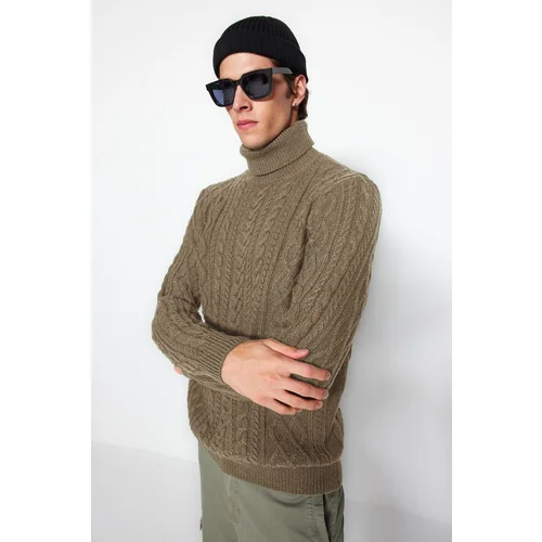 Trendyol Mink Slim Fit Turtleneck Hair Knitted Sweater