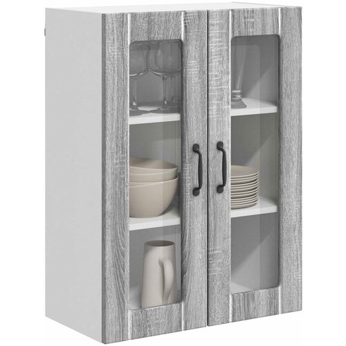  Zidni stakleni ormarić Lucca Siva sonoma 60 x 31 x 80 cm Slike