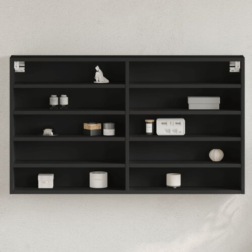 VidaXL Vitrina črna 100x15x58 cm inženirski les Slike
