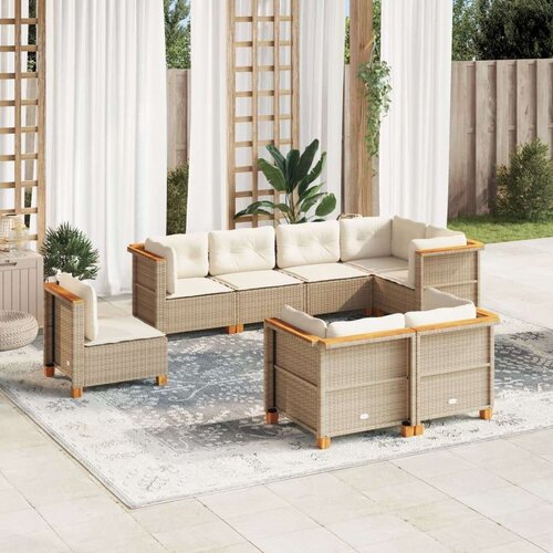 vidaXL 8-dijelni set vrtnih sofa od poliratana s jastucima bež Cijene