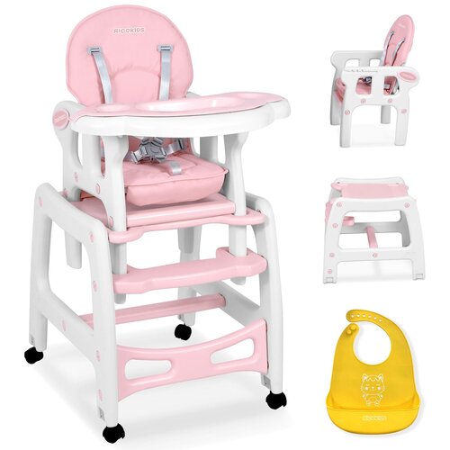 Ricokids Stolček za hranjenje Sinco 5v1, roza, (21552013) Cene