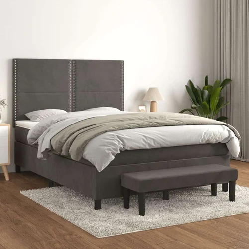  Box spring postelja z vzmetnico temno siva 140x200 cm žamet, (20902348)