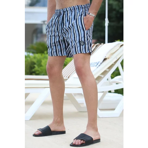 Madmext Swim Shorts - Black - Striped