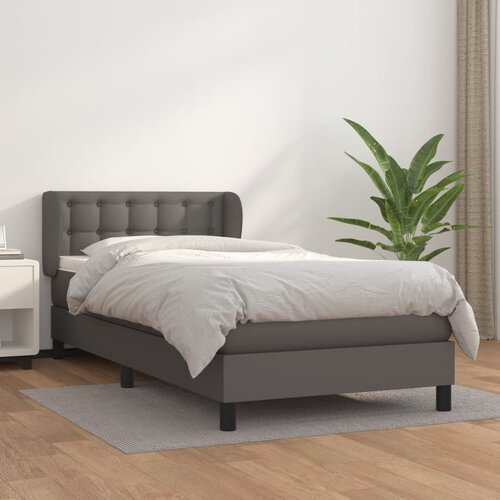 The Living Store Box spring postelja z vzmetnico siva 90x190 cm umetno usnje - Box Spring Postelja, (21515493) Cene