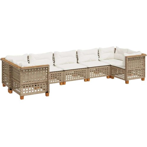 VidaXL 7-dijelni set vrtnih sofa od poliratana s jastucima bež Slike