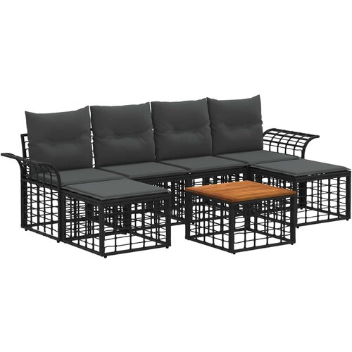  Set vanjskih sofa 7 kom. Crna i tamno siva Poliester Slike