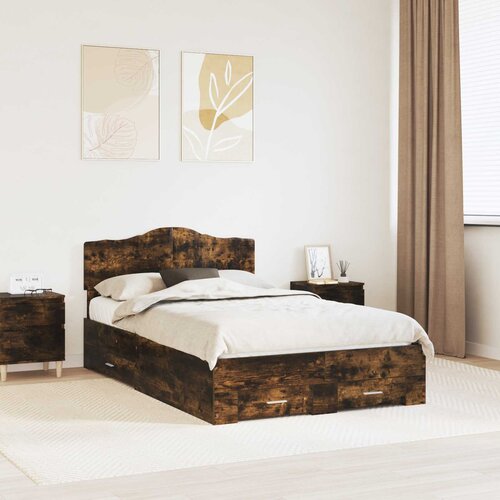 Krevetna konstrukcija s ladicama Dimljeni hrast 120 x 200 cm Smeđa 206 x 123 x 90 cm Cene