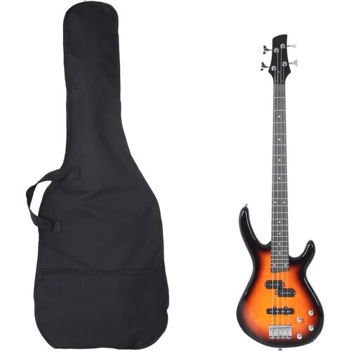 VidaXL Električna bas gitara za početnike s torbom smeđe-crna 4/4 46 Slike