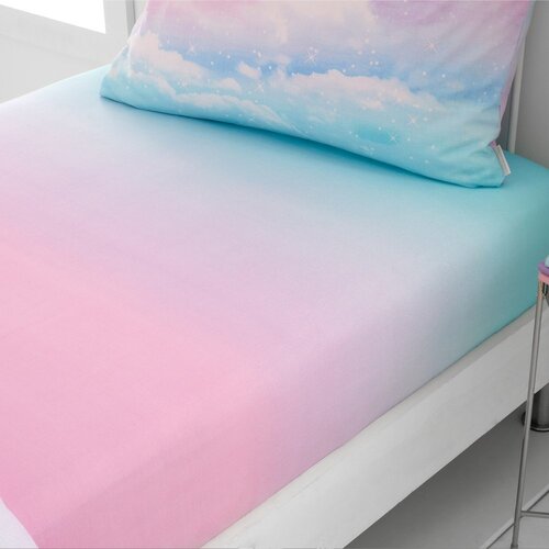Catherine Lansfield Modra/rožnata napenjalna enojna otro&amp;scaron;ka rjuha 90x190 cm Ombre Rainbow Clouds &amp;ndash; Slike