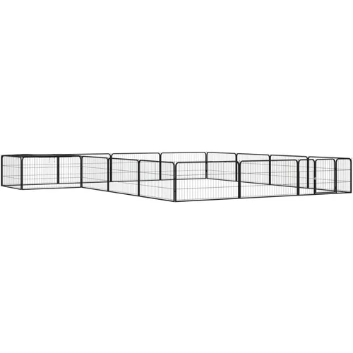  Ograda za pse s 16 panela crna 100 x 50 cm čelik obložen prahom