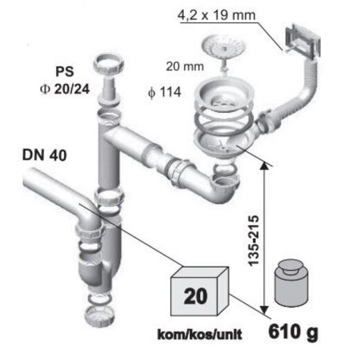  Odvod ZA SUDOPER JEDNODJELNI S-L FI90/PS-PP 31096 Cene