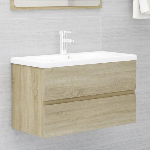 vidaXL Omarica za umivalnik sonoma hrast 80x38,5x45 cm iverna plošča Cene