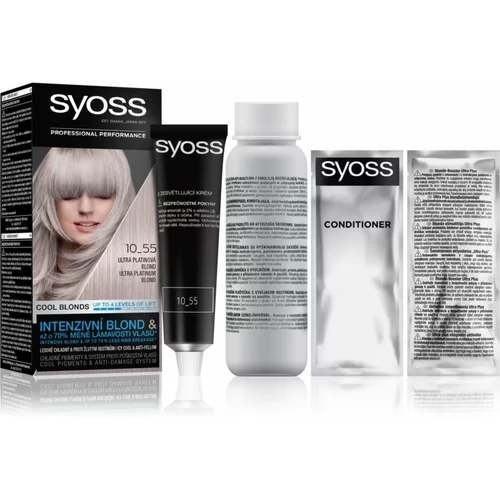 Syoss Permanent Coloration Permanent Blond trajna barva za lase 50 ml odtenek 10-55 Ultra Platinum Blond