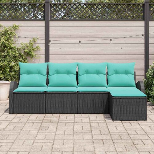  Set sofe s jastukom s pohranom 5 pcs Crna i Tirkizna poliratan Slike