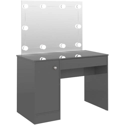  Stolić za &amp;scaron;minkanje LED 110 x 55 x 145 cm MDF sjajni sivi Slike