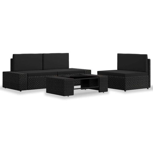 Poli 4-dijelna vrtna garnitura od poliratana crna Cijene