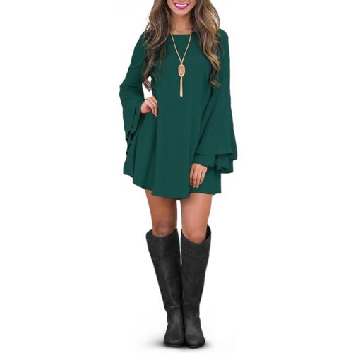 Fenzy Opu&amp;scaron;tena Haljina S Rukavima Na Zvono Rania, Zelena Slike