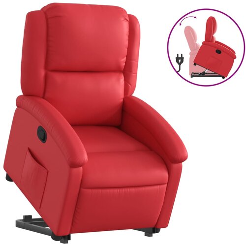 Maison Chic Naslanjač - Relax naslanjač s funkcijo vstajanja rdeče umetno usnje, (22040179) Cene