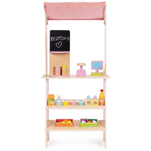 ECO TOYS Drvena dečija pijaca sa vagom, POS terminalom i dodacima, 20 delova &amp;ndash; EcoToys Slike