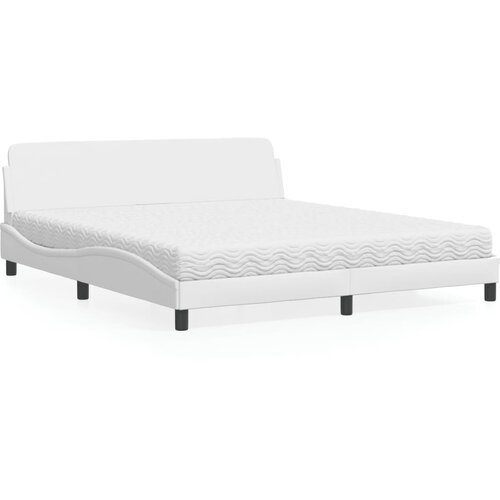 VidaXL Krevet s madracem bijeli 180 x 200 cm od umjetne kože Slike
