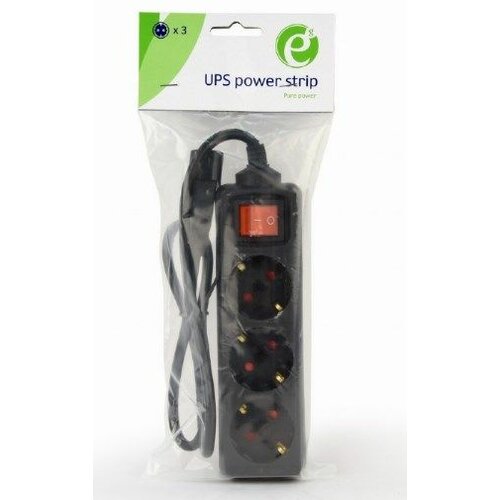 Gembird EG-PSU3-01 UPS naponski kabl, 3 Shuko uticnice, 16A, C14 plug, 0.6m, black Cene