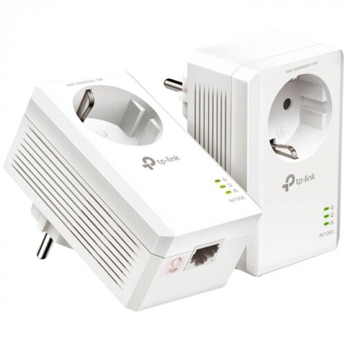 Tp-link AV1000 Passthrough Powerline KIT, Broadcom, 1 Gigabit Ports, 1000Mbps Powerline, HomePlug AV2, Green Powerline, Plug an Slike