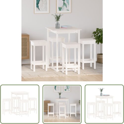 The Living Store Barska garnitura 5-delna bela trdna borovina - Barska Garnitura, (21738064) Cene