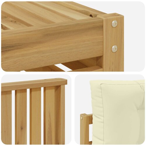  Set vanjskih sofa 8 kom. Bijela i krem Čvrsto drvo akacije Slike