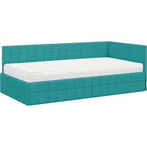  Kutni krevetni okvir s madracem 2 kom. Tirkizna 90 x 190 cm Slike