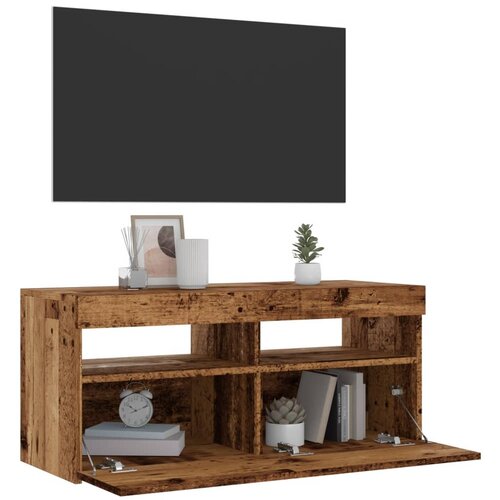 VidaXL TV ormarić LED boja staro drvo 90x35x40 cm konstruirano drvo Slike